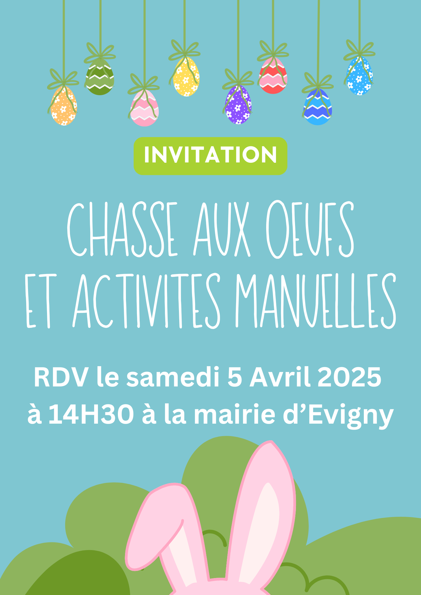 Affiche Chasse aux oeufs Pâques